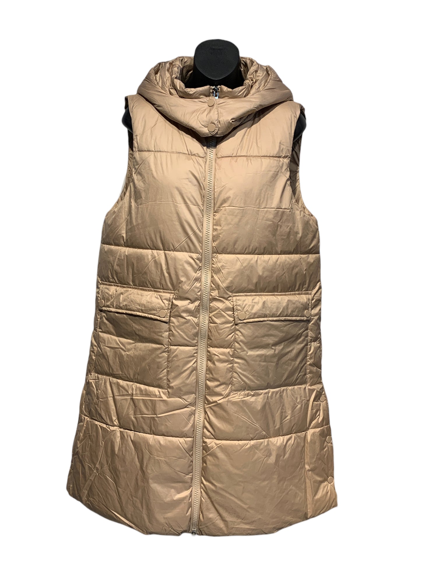 Long Puffer Coat with Detachable Hood