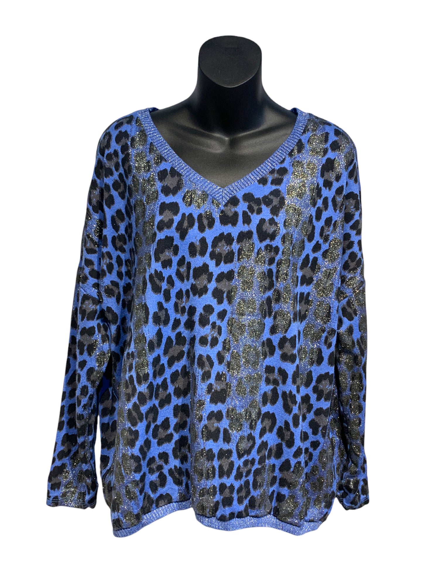 Animal Print Knit with Gold Glitter Paint Strokes