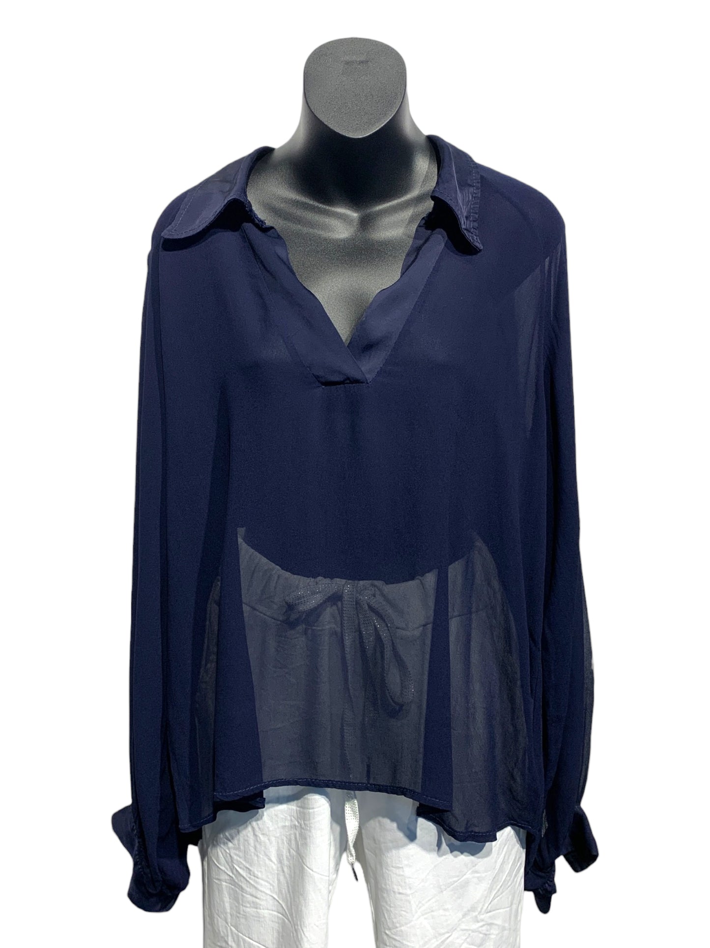 Italian Light Sheer V- Neck Blouse