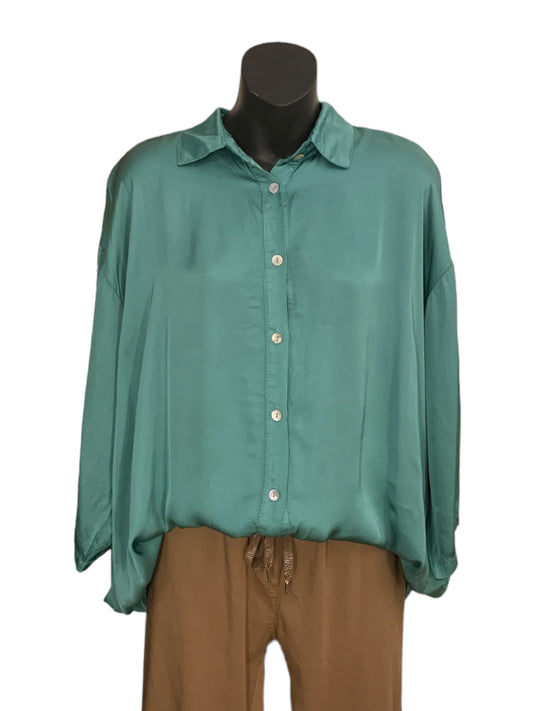 Italian Silk Blend Button Up Blouse