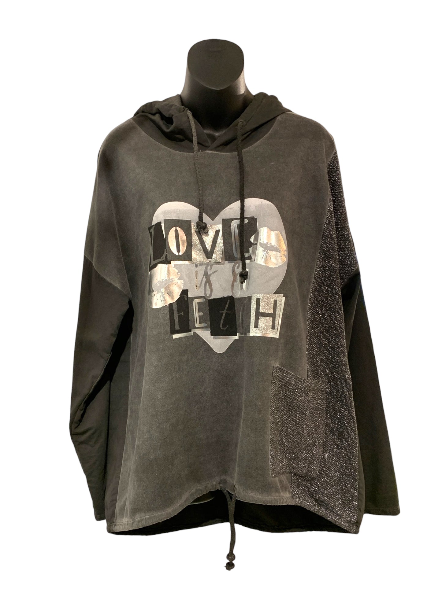 Italian Hooded Top with Heart and Wording Design