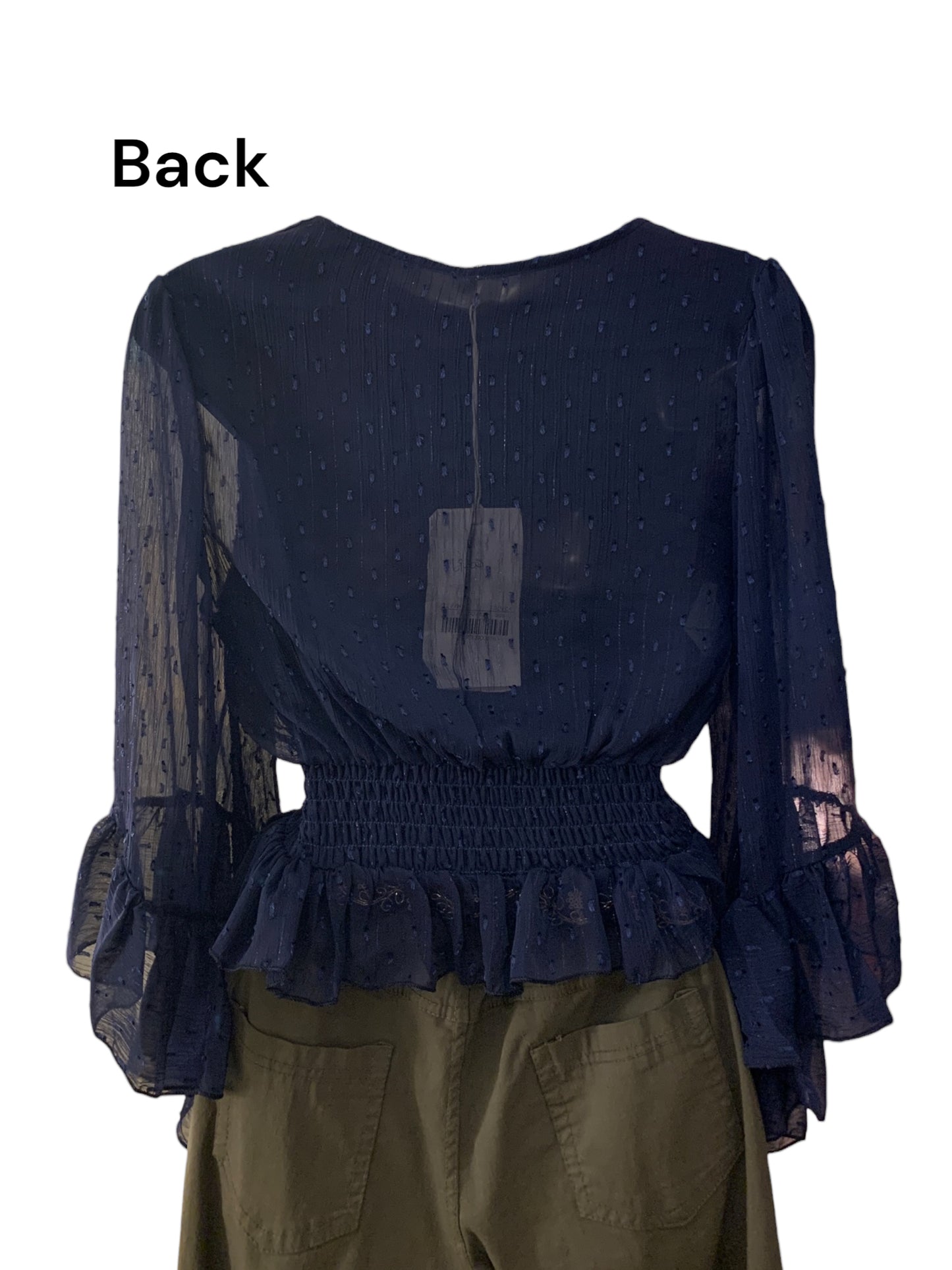 Italian V- Neck Short Blouse with Angel Sleeves.