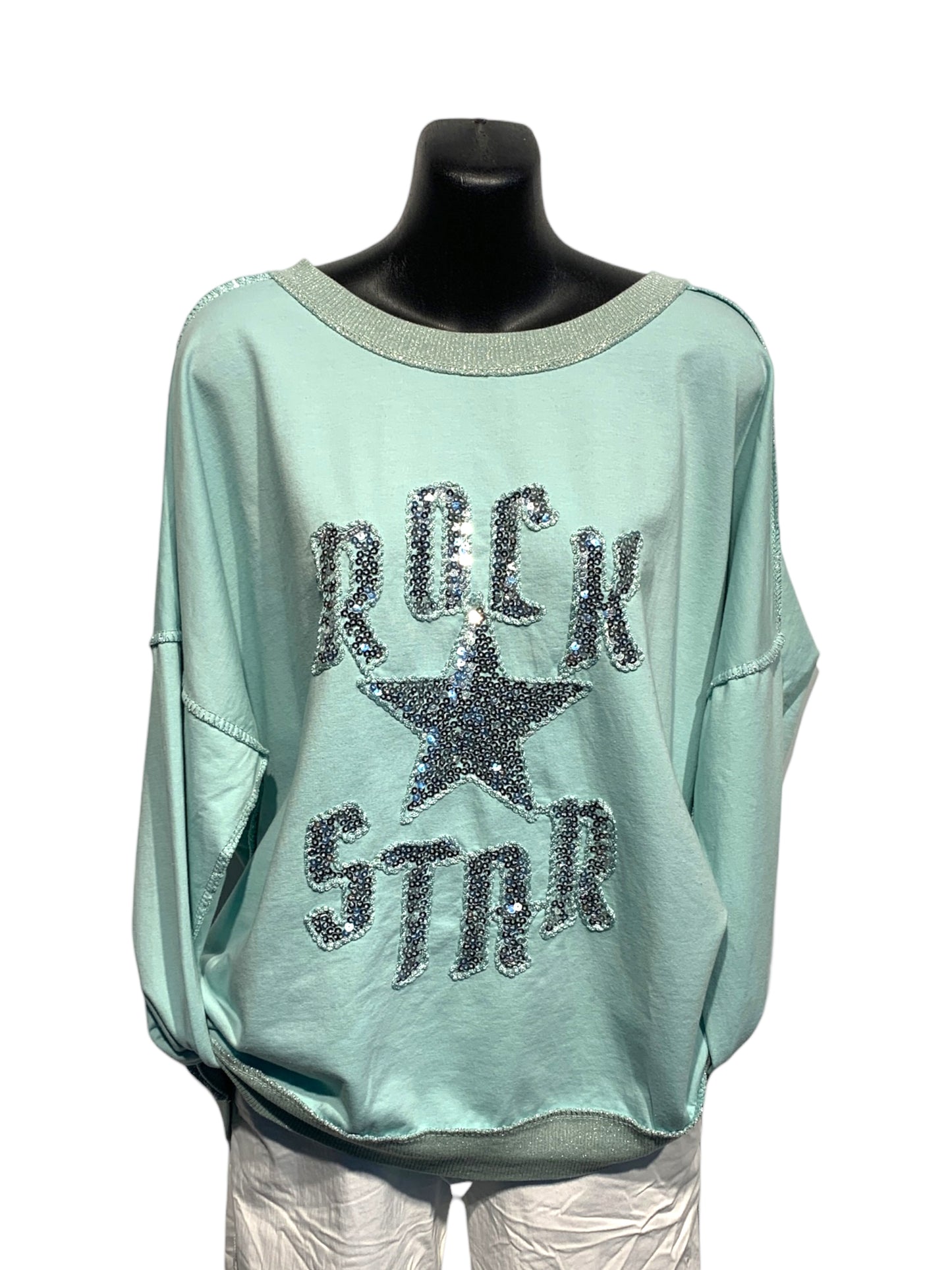 Italian Cotton Blend Long Sleeve Top “Rock Star”