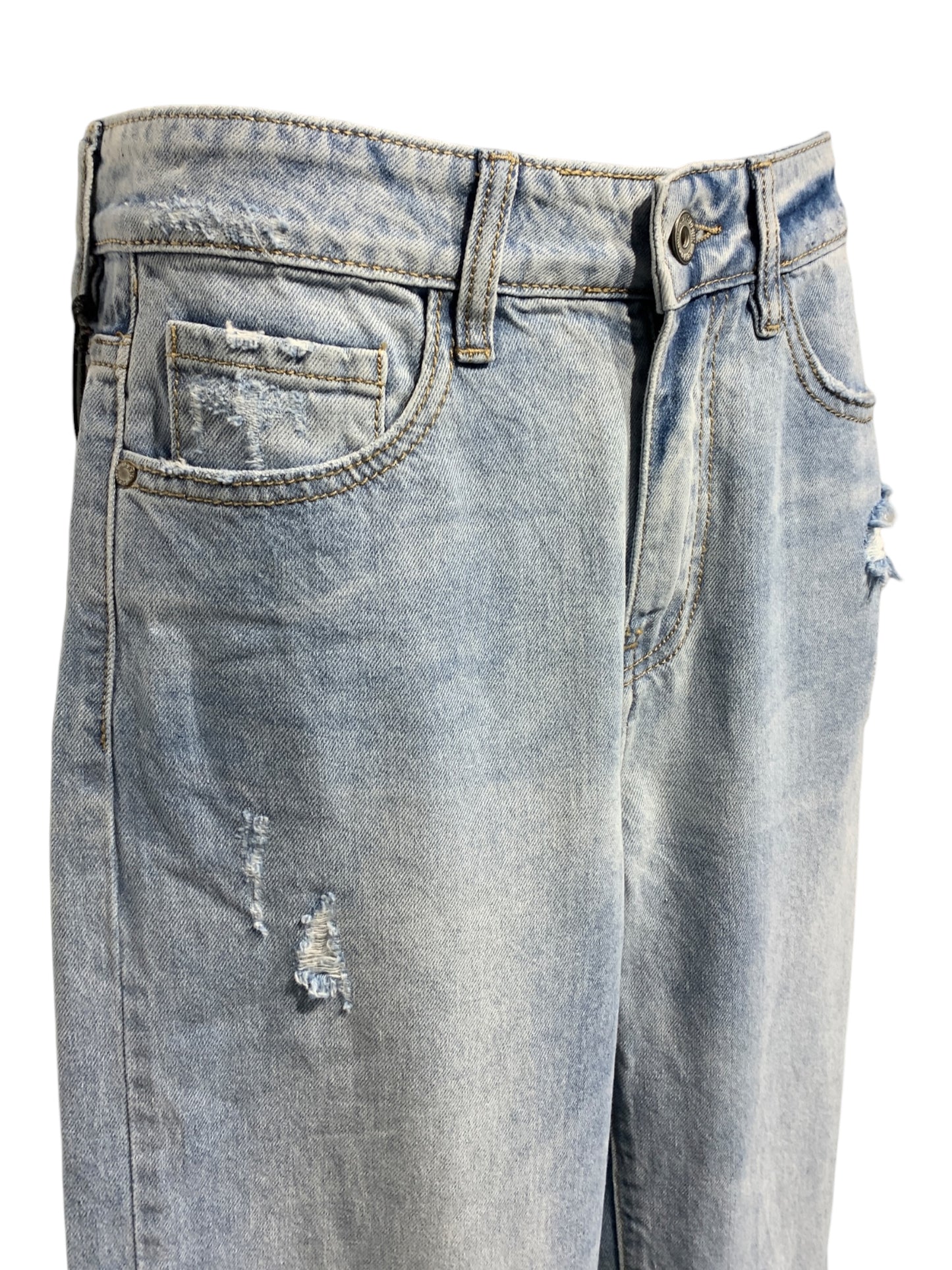 Light Denim Jeans with Sparkly Stud Ends