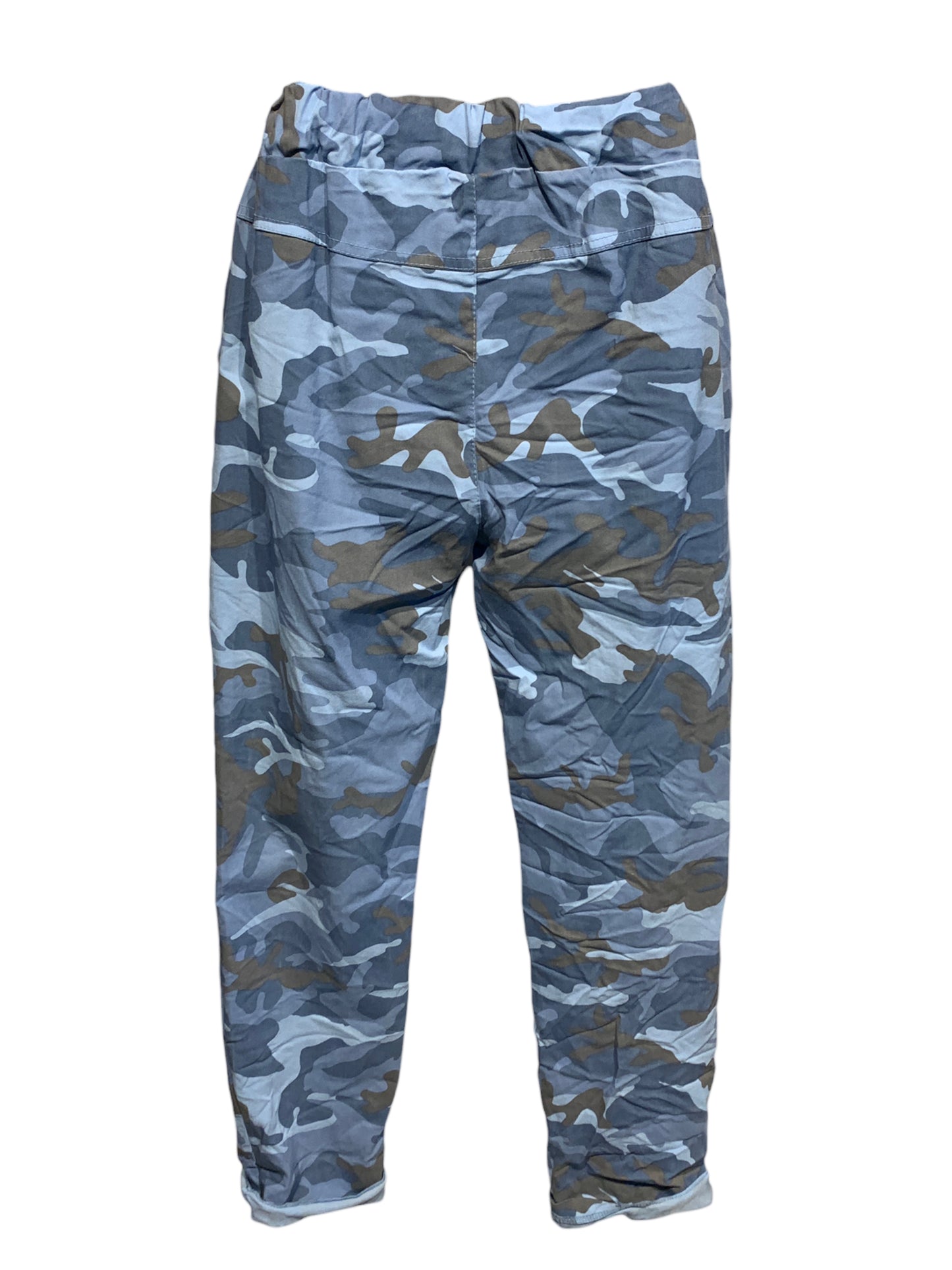 Italian Stretch Camo Pants with Yolk Detailing on the Back