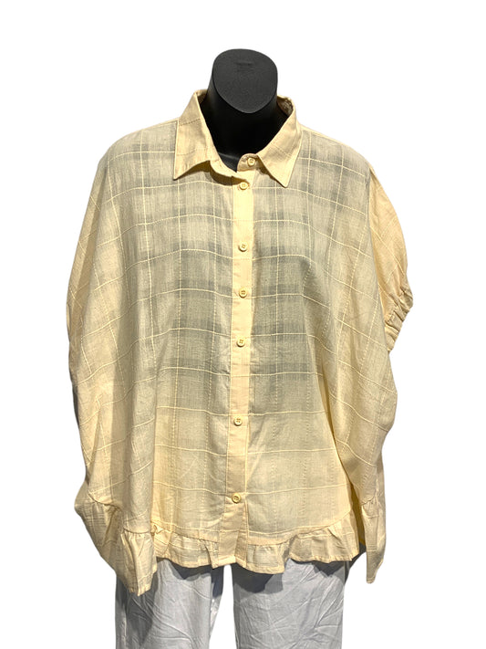 Cotton Button Up Short with Short Wide Sleeve