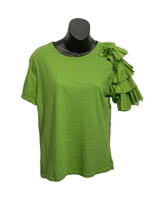 Italian Cotton T-Shirt with Soft Cotton Frilled Detailing