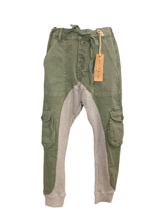 Two Tone Cotton Cargo Pants / Khaki