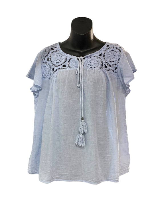 Italian Cotton Top with Crochet Detailing on Top