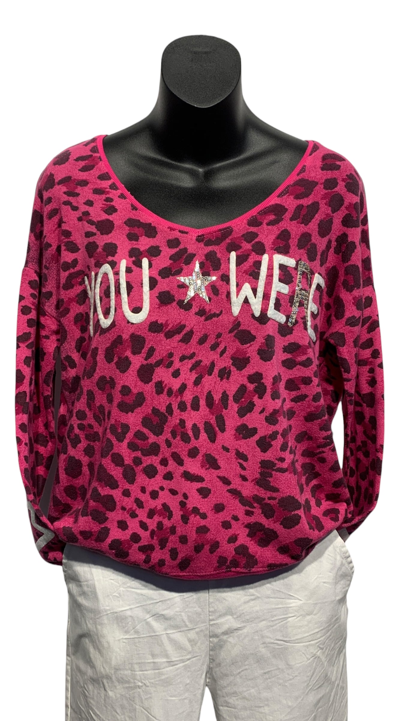 Italian Animal Print Top “Wish you were here”