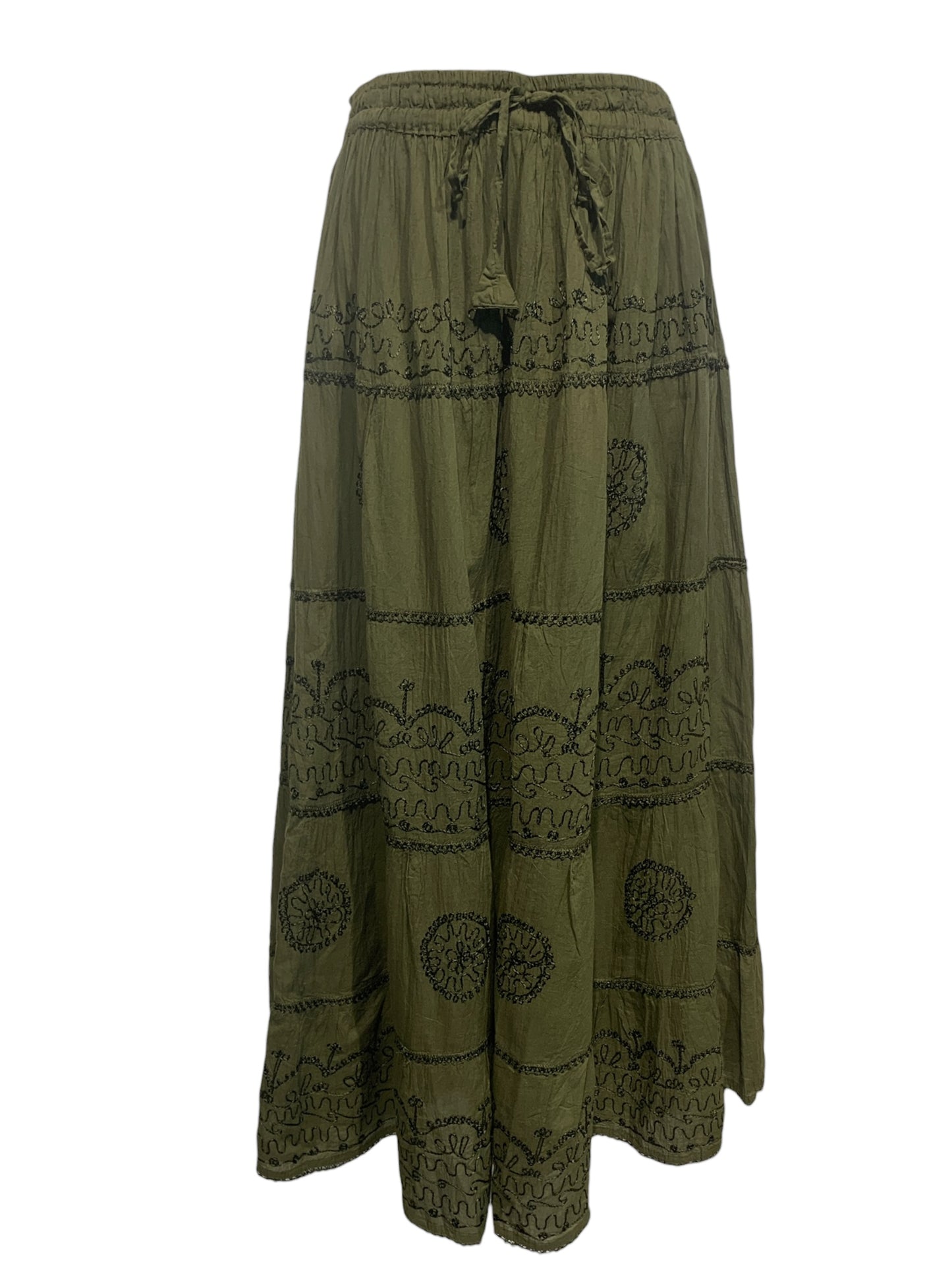 Long Cotton Lined Skirt with Embroidery