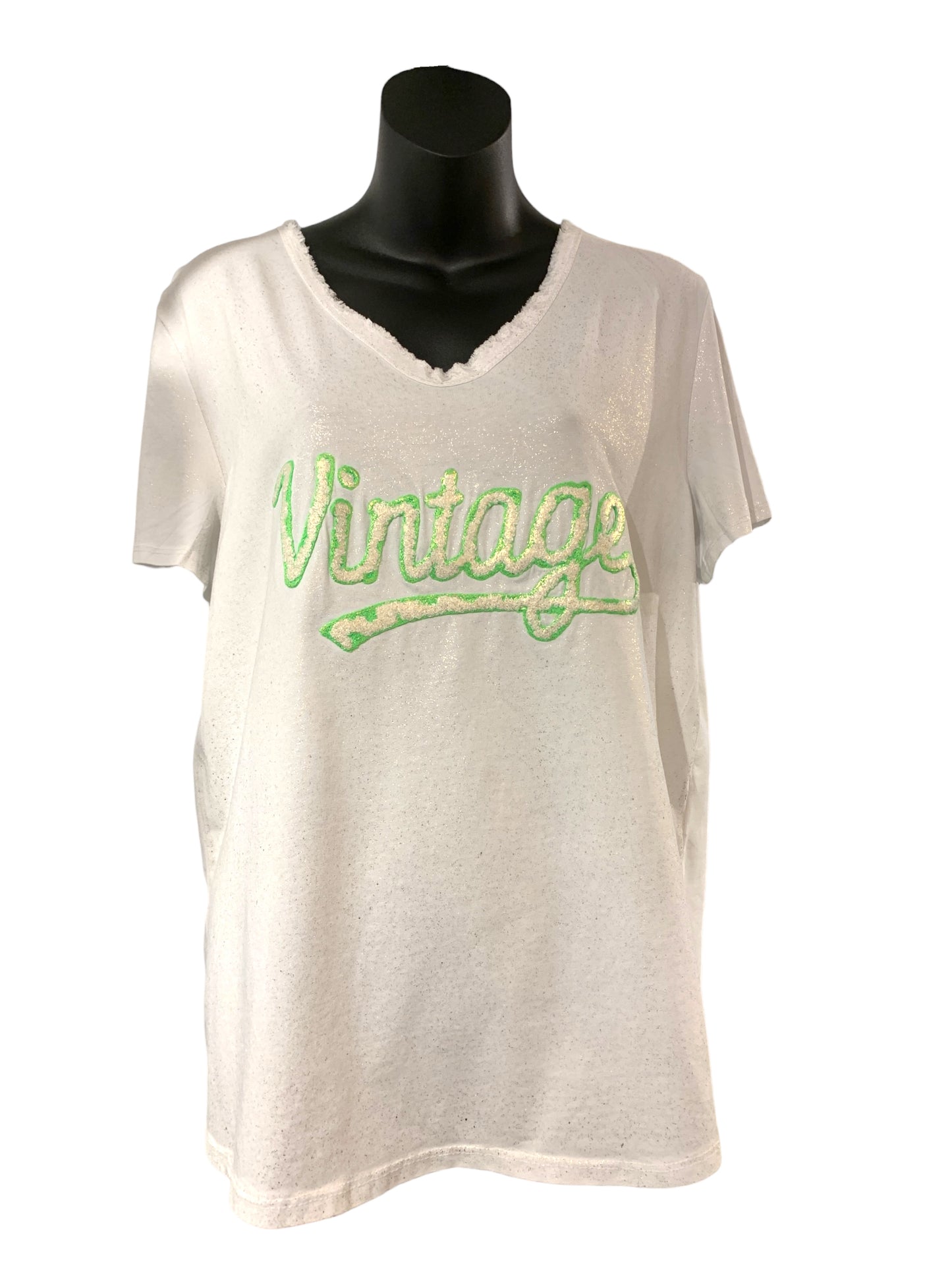 Italian Cotton T-Shirt with Glitter and Wording Detailing