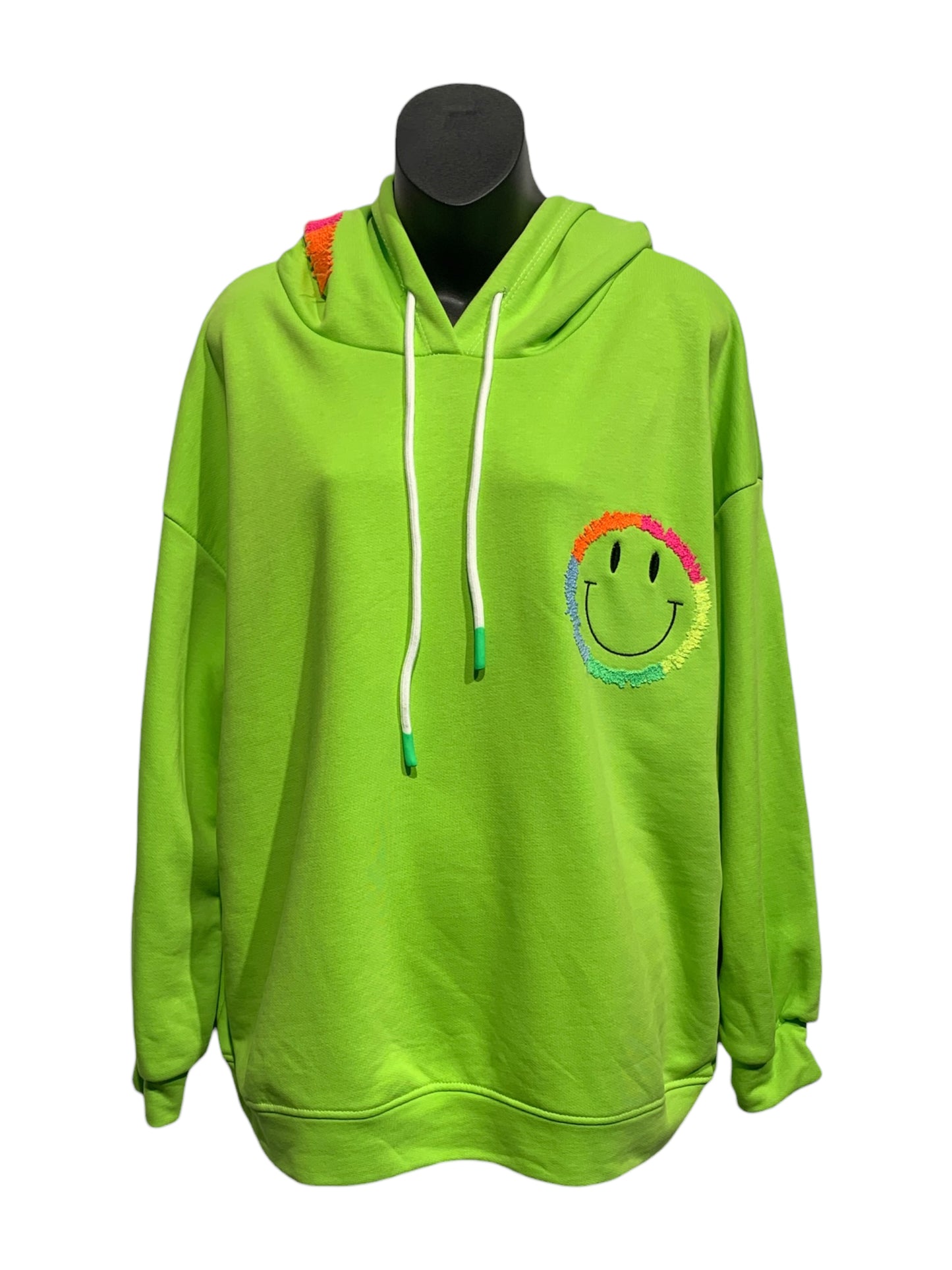 Italian Cotton Fluro Jumper with Embroidery/ Green Smile