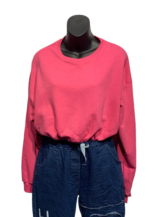 Italian Cotton Blend Double Layered Crop Top / Pink