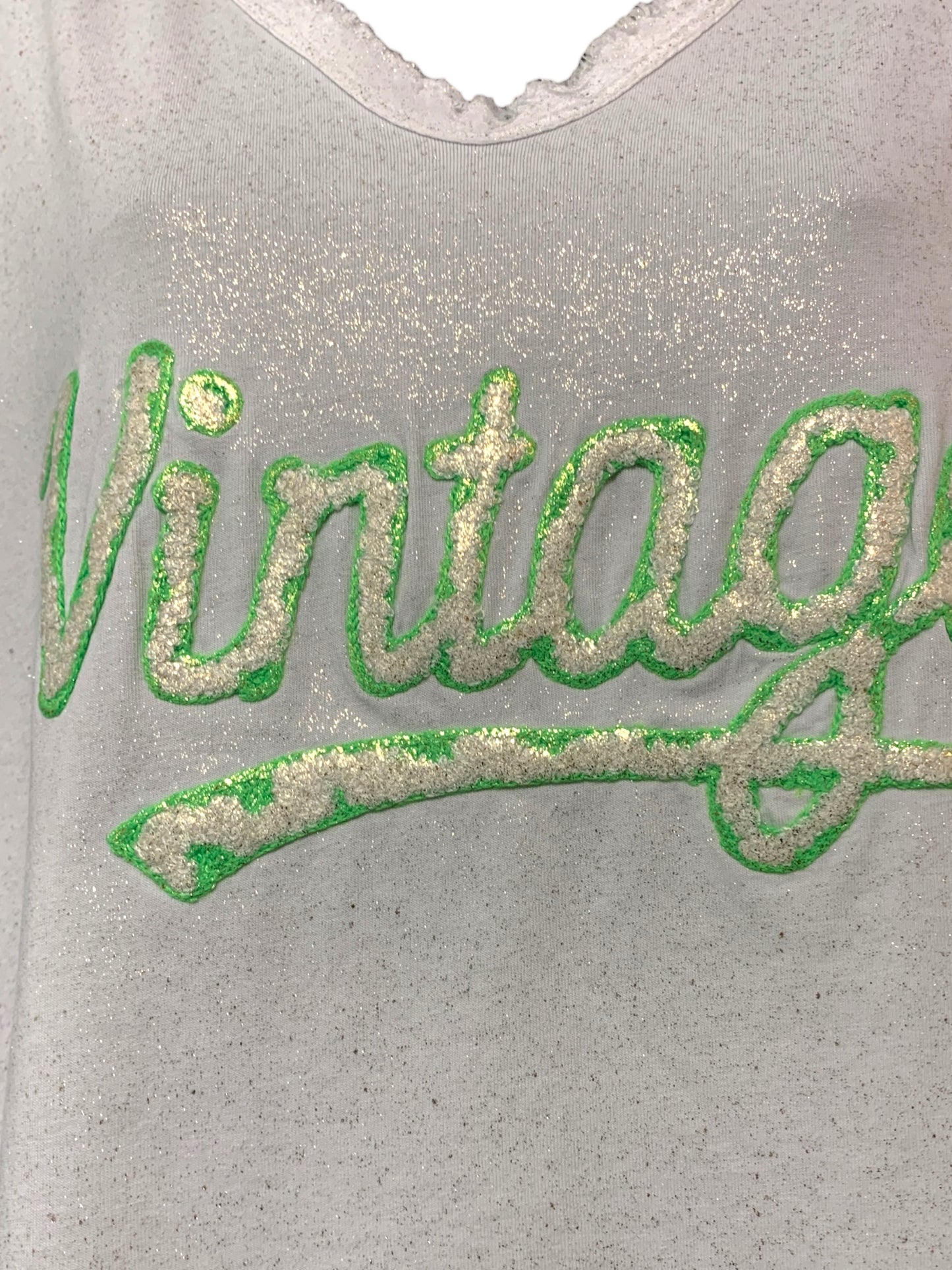 Italian Cotton T-Shirt with Glitter and Wording Detailing