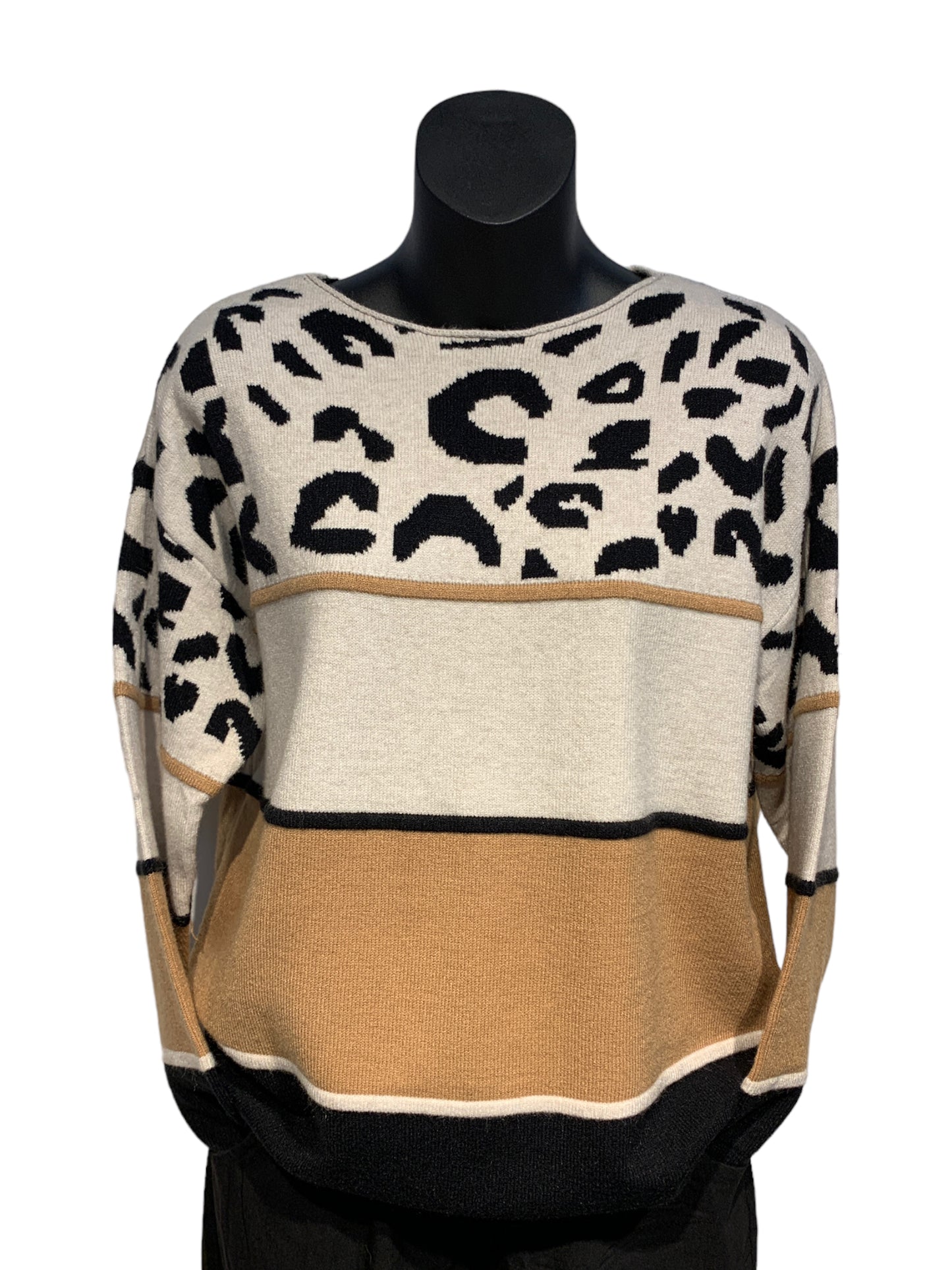 Animal Print Round Neck Knit