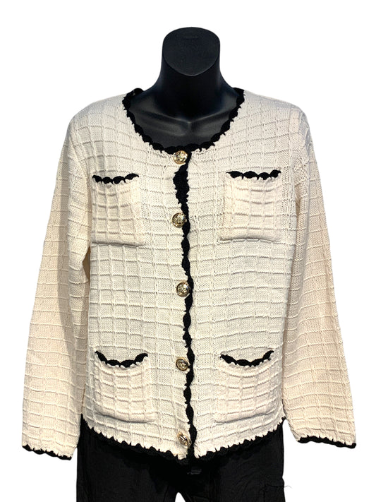 Round Neck Cardigan with Gold buttons