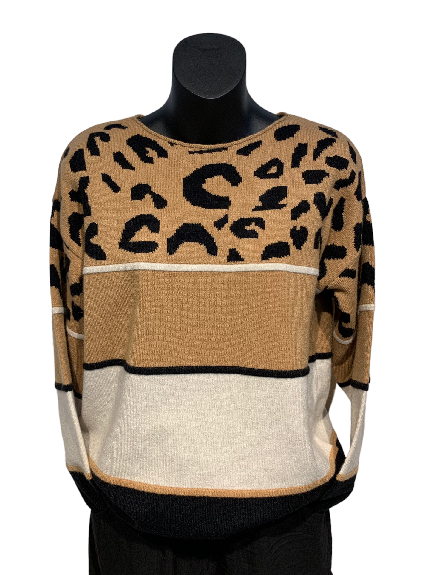 Animal Print Round Neck Knit