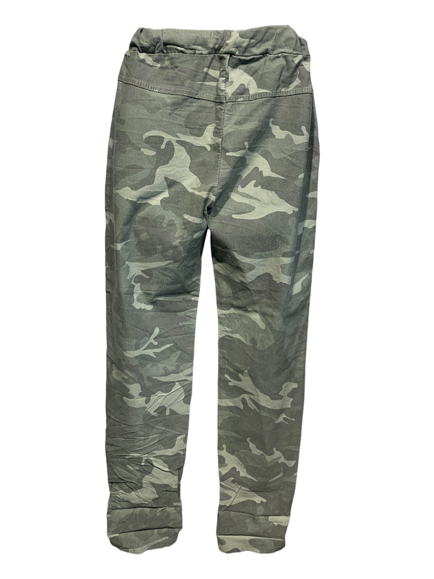 Italian Stretch Camo Pants with Yolk Detailing on the Back