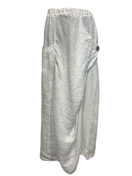 Italian Linen skirt with Faux Warp Around and Button Detailing