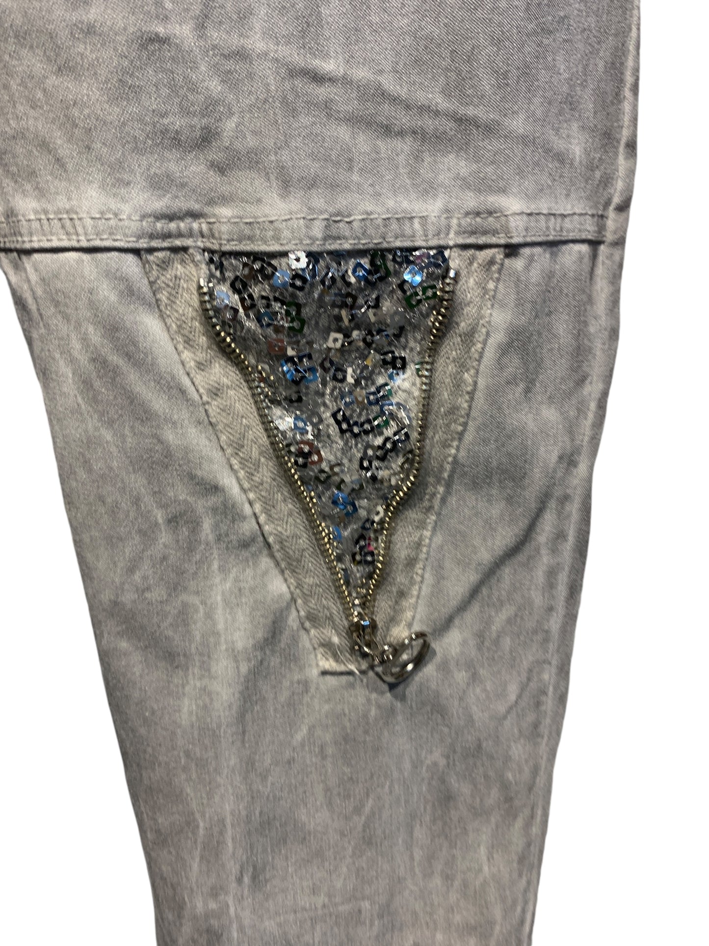 Italian Stretch Pants with Decorative Sequins and Artwork