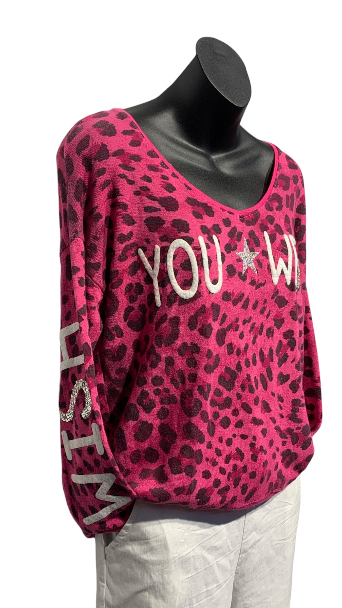 Italian Animal Print Top “Wish you were here”