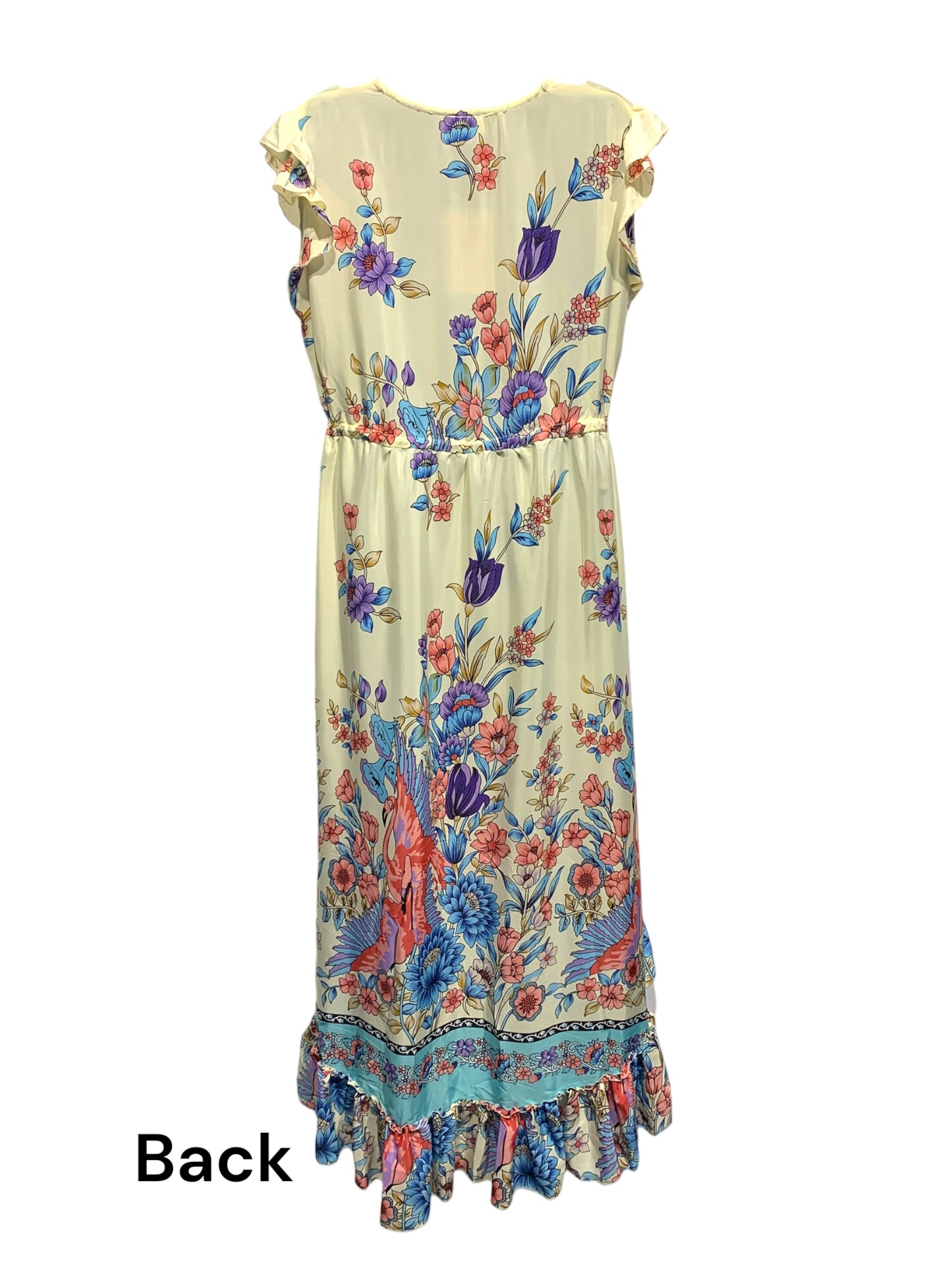 Floral Print Silk Hi Low Dress with Adjustable Waistline