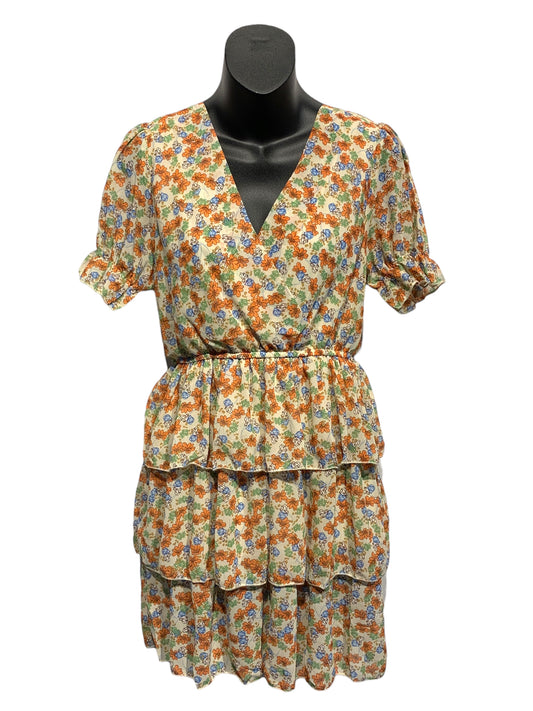 Short Floral V-Neck Dress with Lining