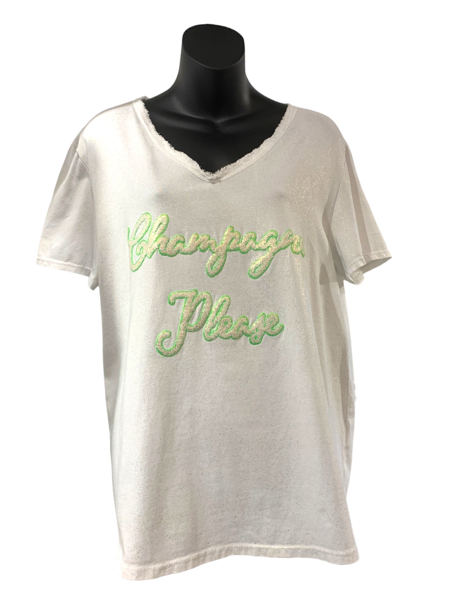 Italian Cotton T-Shirt with Glitter and Wording Detailing