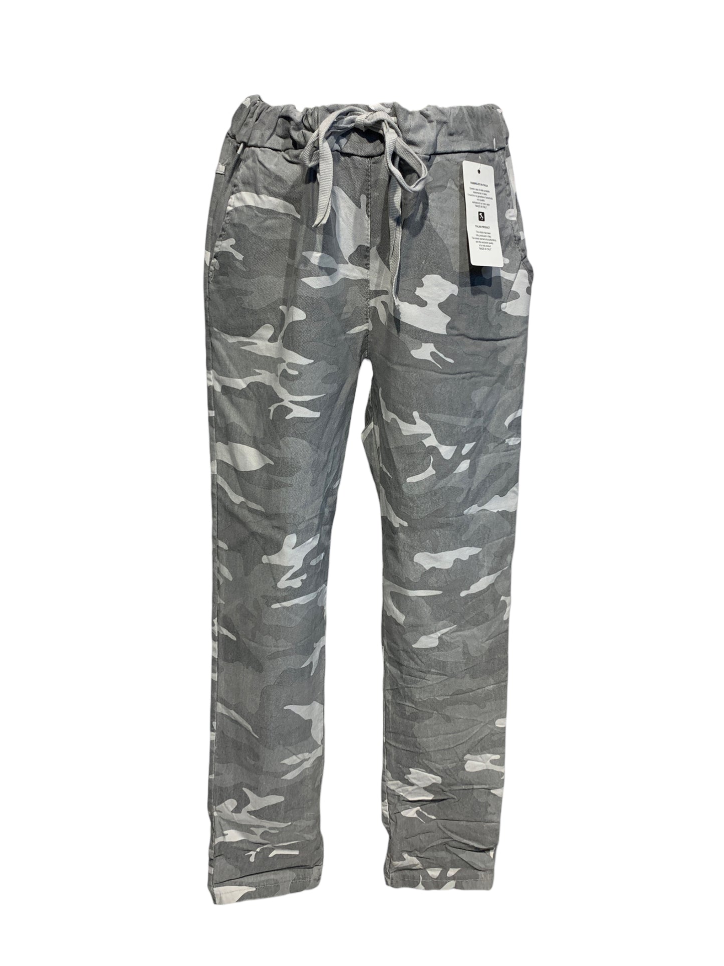 Italian Stretch Camo Pants with Yolk Detailing on the Back