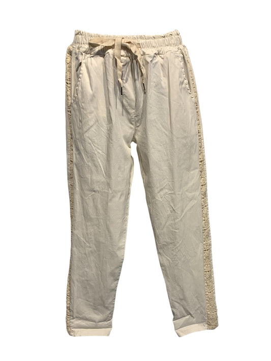 Italian Stretch Pants with Crochet Detailing on Sides