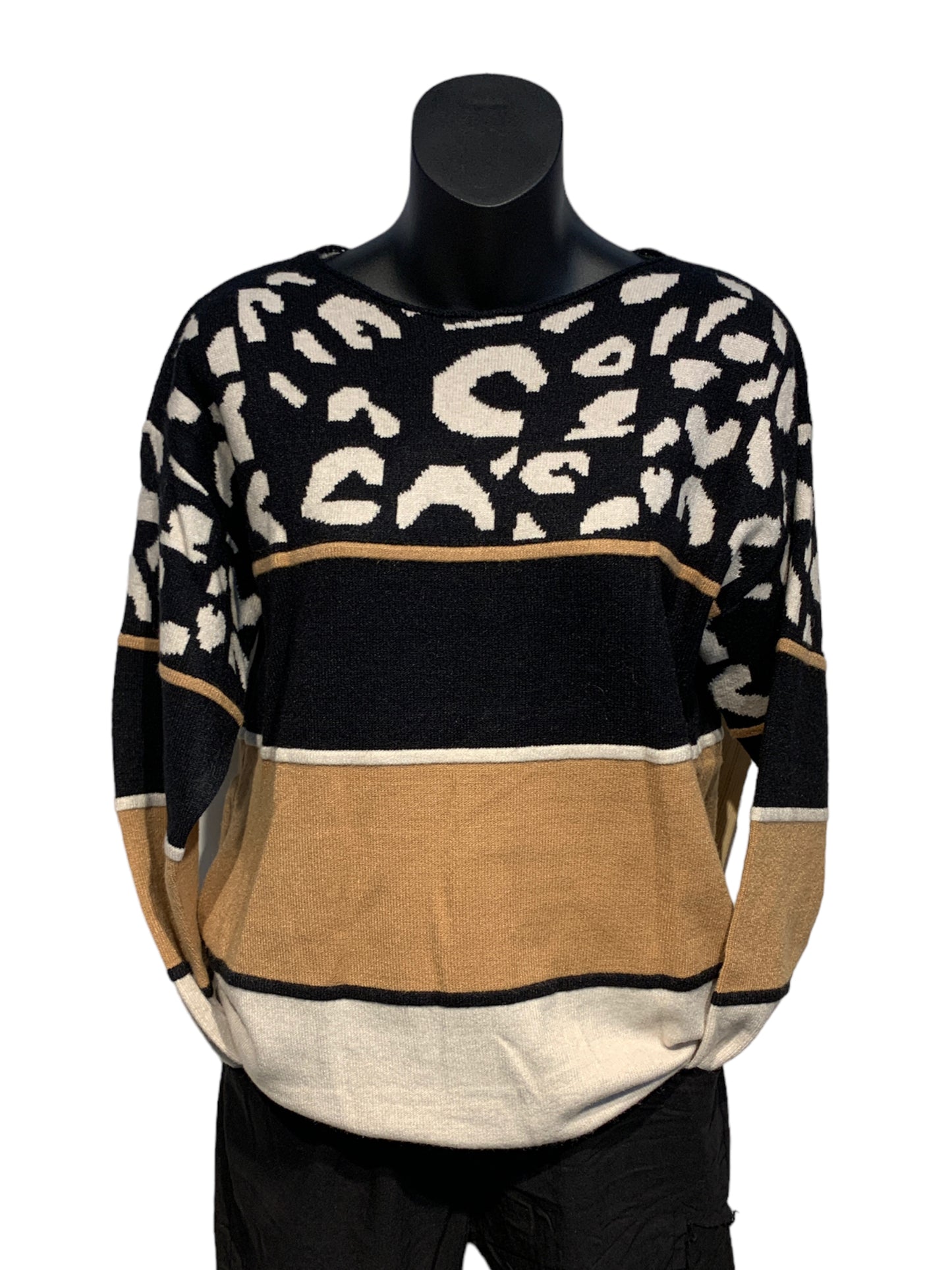 Animal Print Round Neck Knit