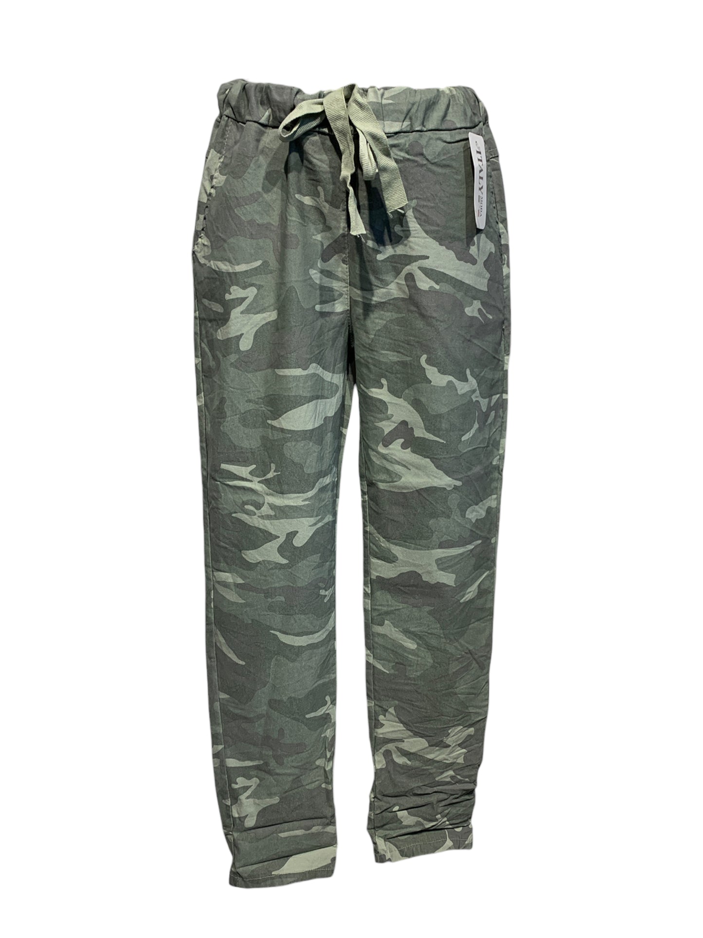 Italian Stretch Camo Pants with Yolk Detailing on the Back