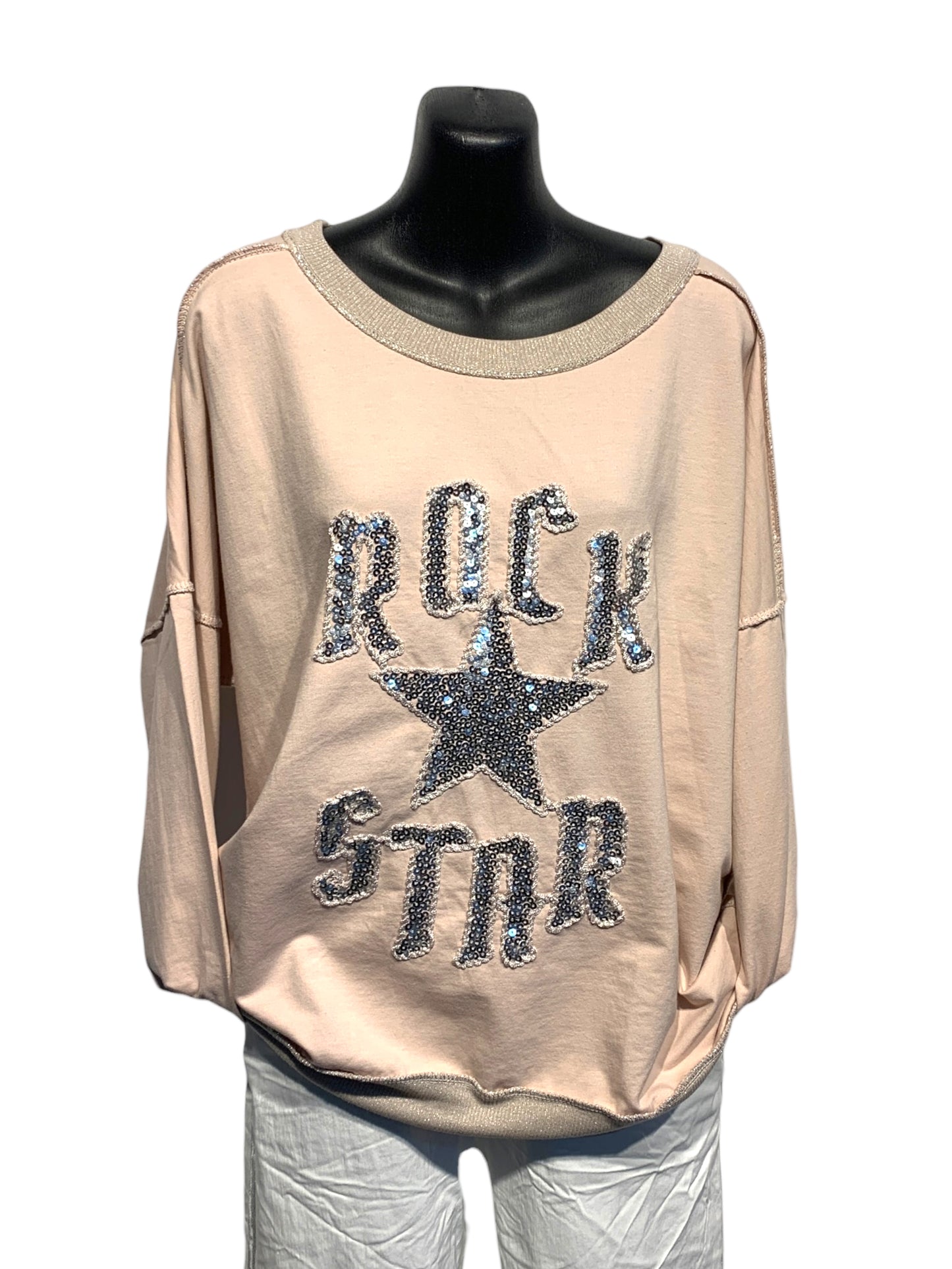 Italian Cotton Blend Long Sleeve Top “Rock Star”