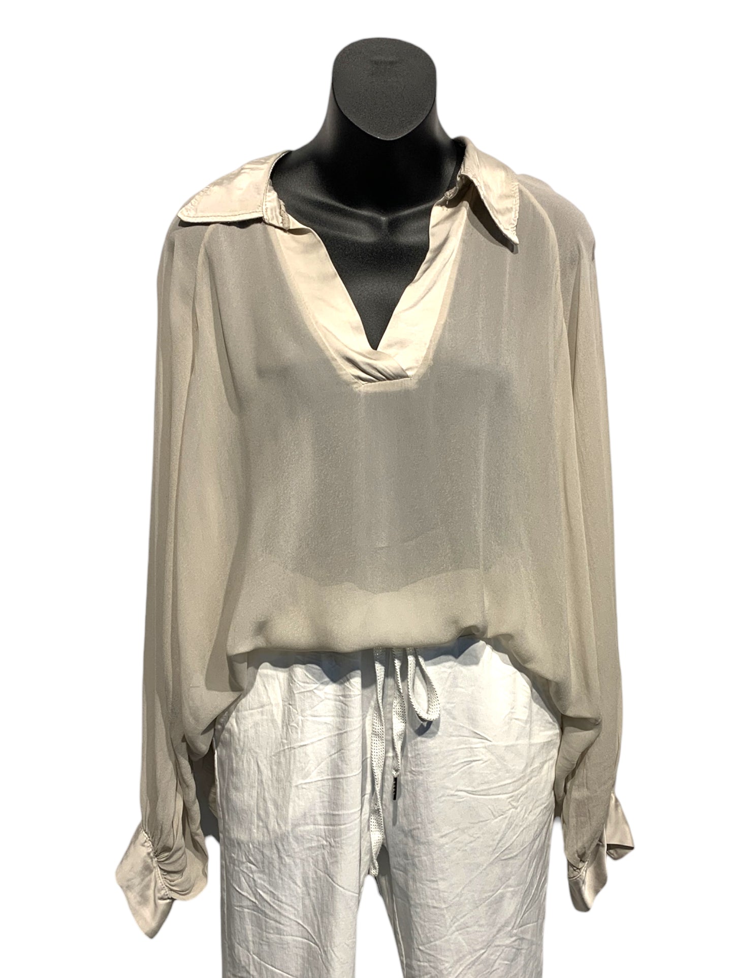 Italian Light Sheer V- Neck Blouse