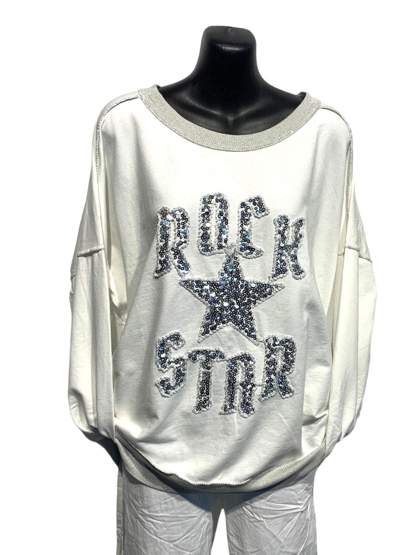 Italian Cotton Blend Long Sleeve Top “Rock Star”