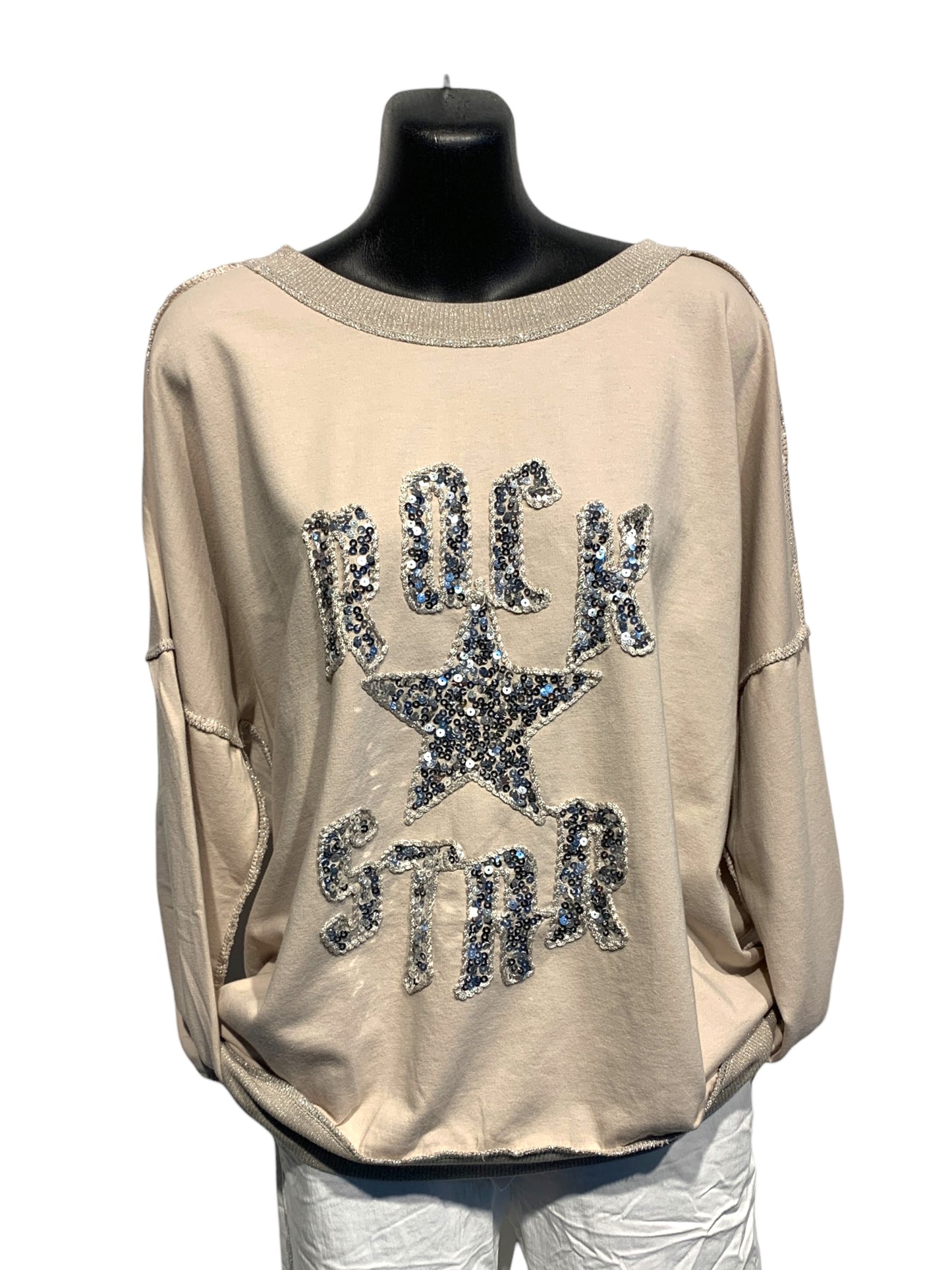 Italian Cotton Blend Long Sleeve Top “Rock Star”