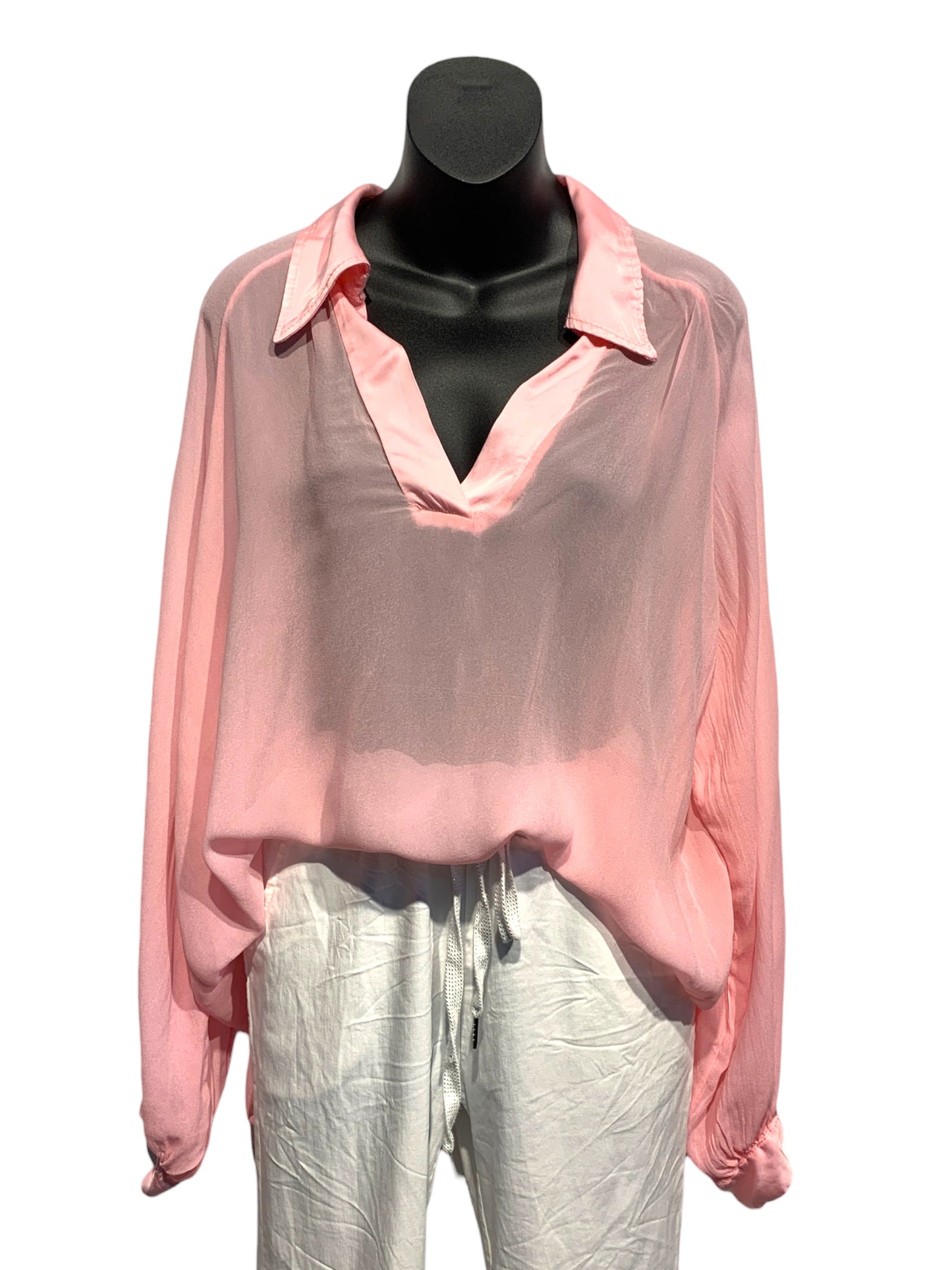 Italian Light Sheer V- Neck Blouse