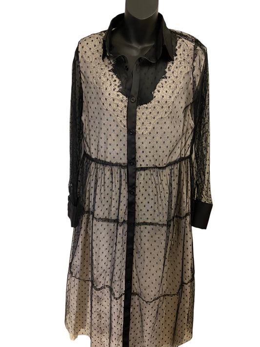 Sheer Spotty Long Faux Jacket