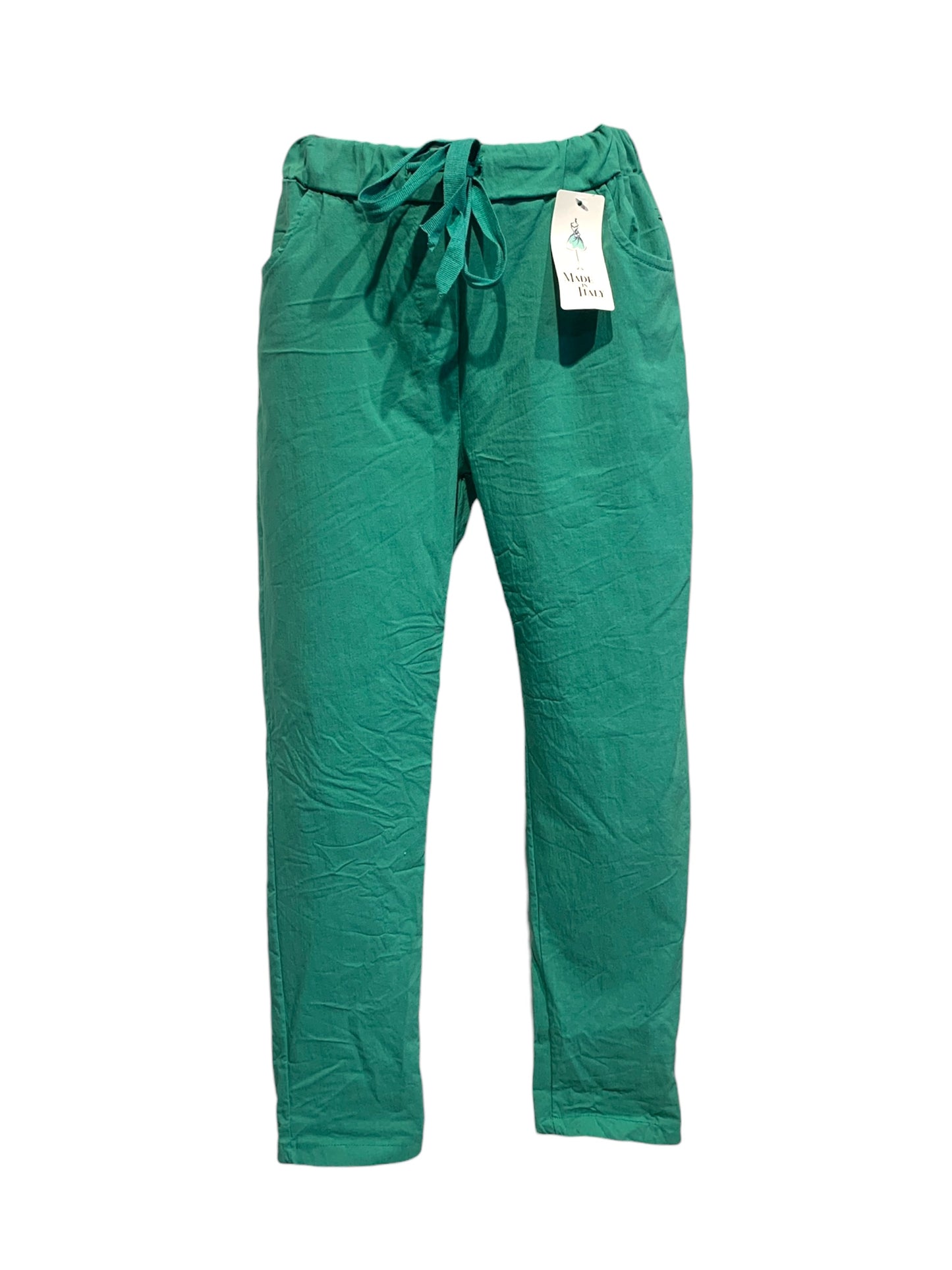 Italian Solid Colour Stretch Pants/ Green