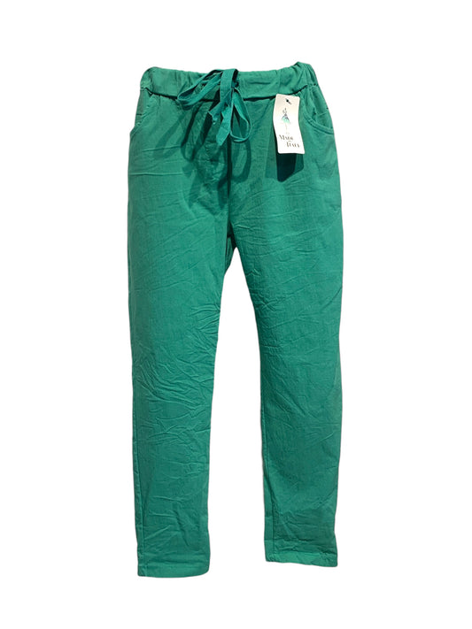 Italian Solid Colour Stretch Pants/ Green