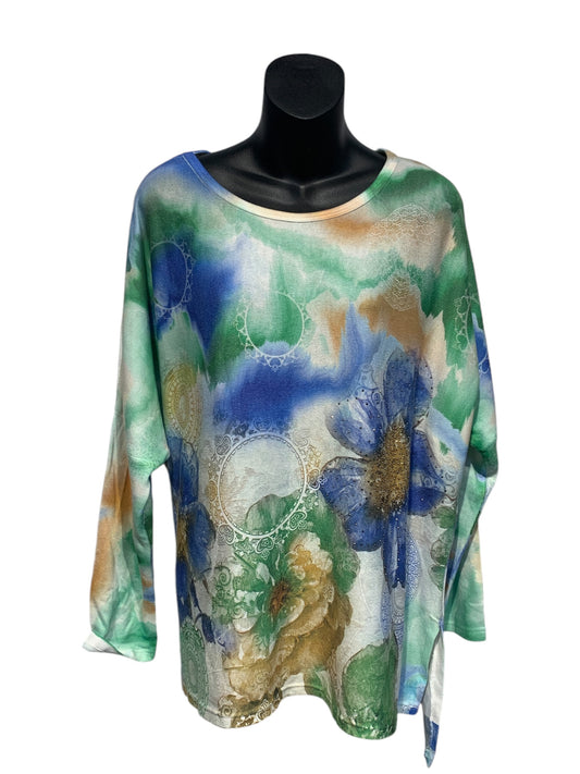 Colourful Floral Round Neck Light Knit