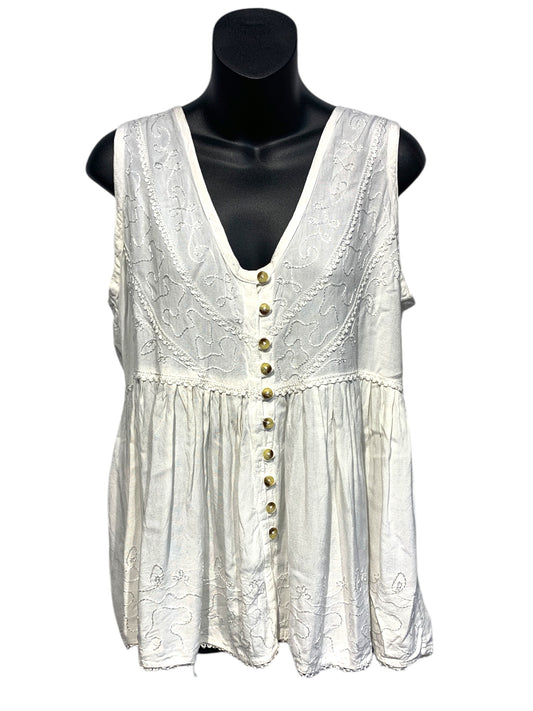 Indian Sleeveless Button Up Top with Embroidery Detailing