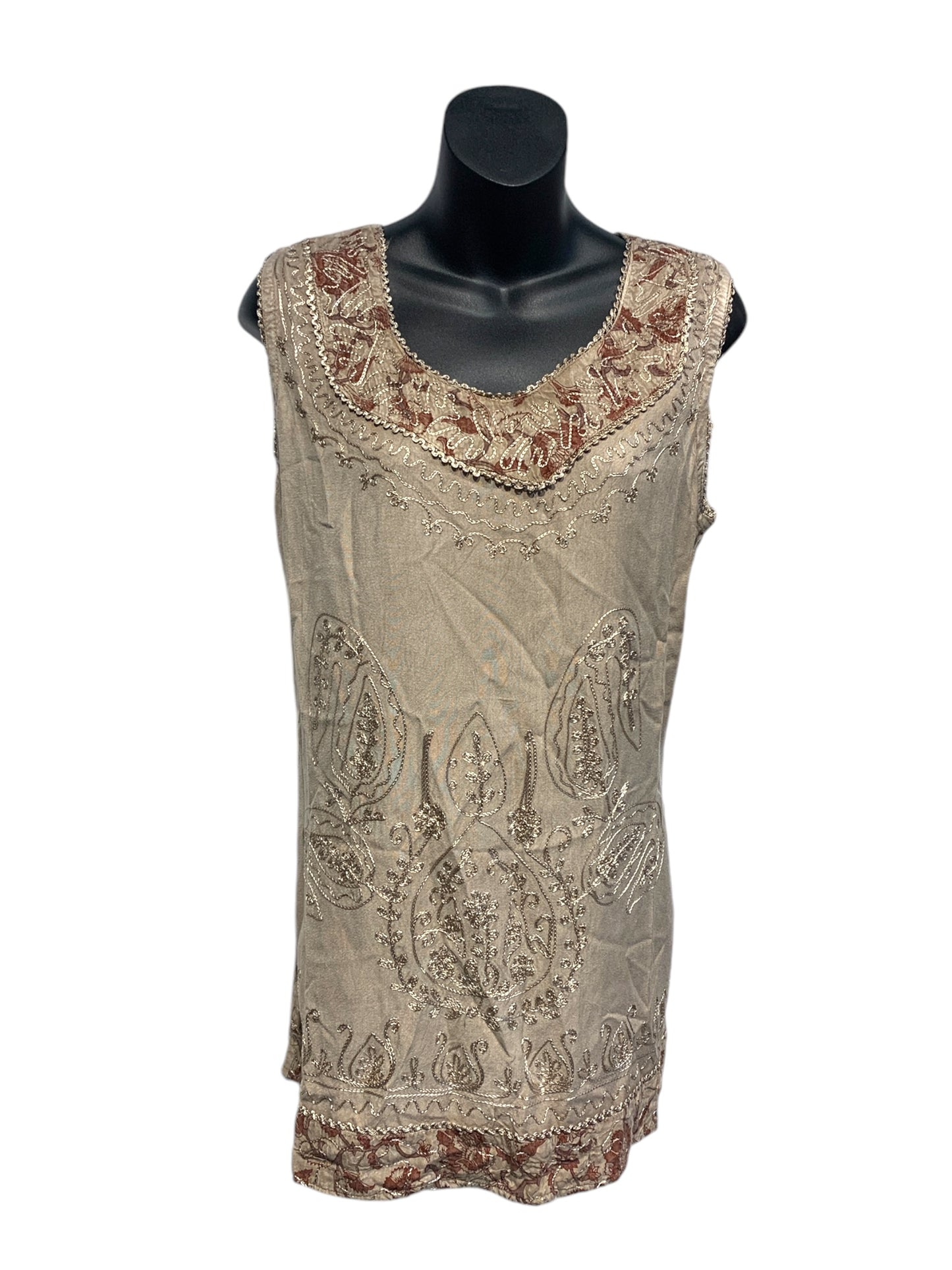 Indian Sleeveless Top with Embroidery Detailing and Back Strap