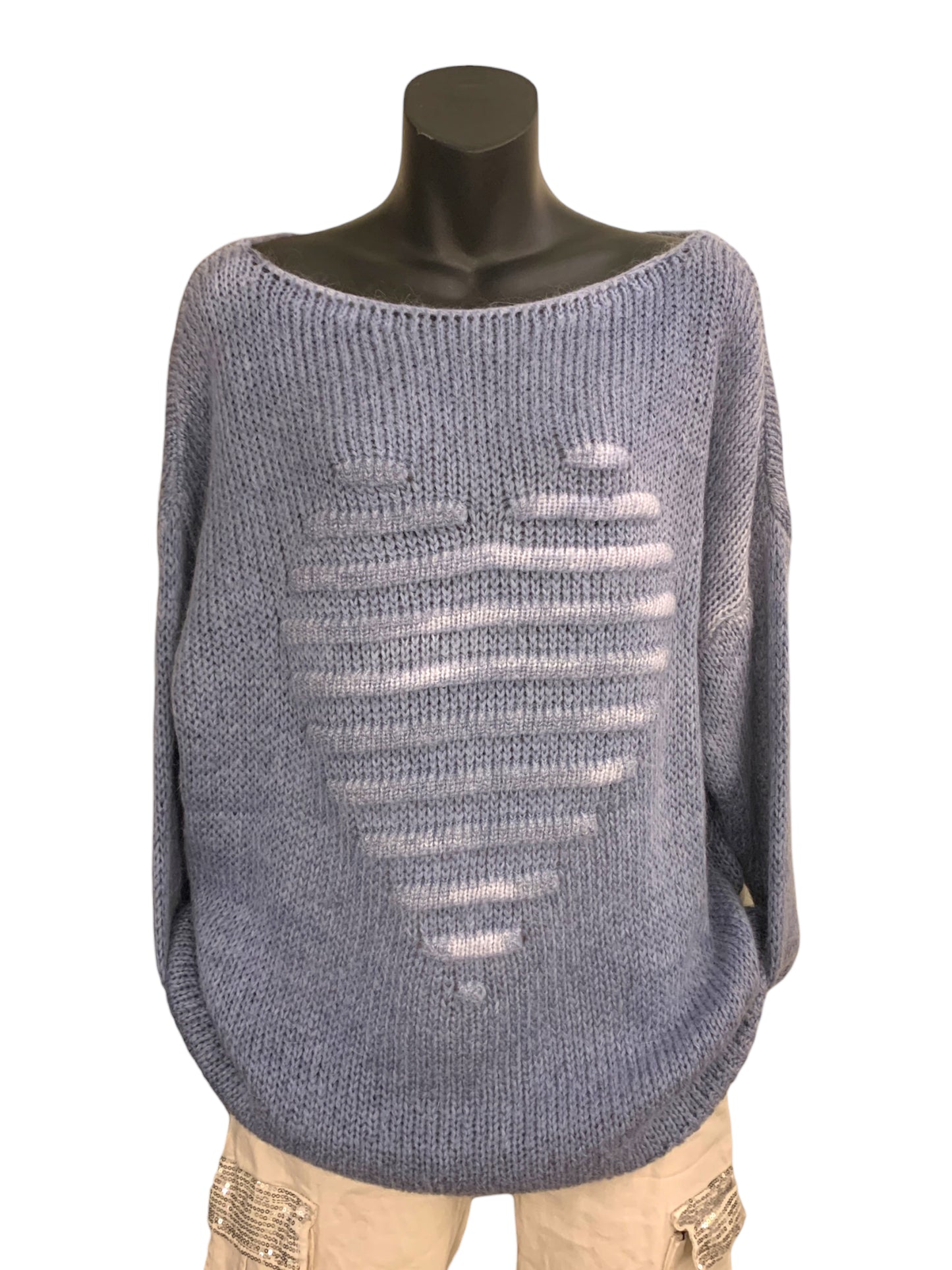 Italian Boat Neck Knit Top “Heart”