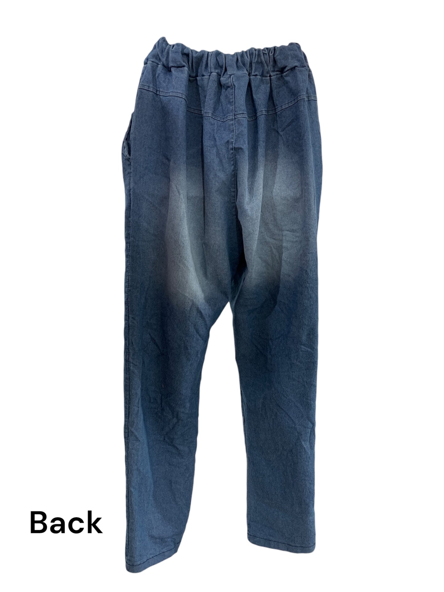 Italian Cotton Stretch Pants with Side Pockets and Zipper Detailing / Light Denim