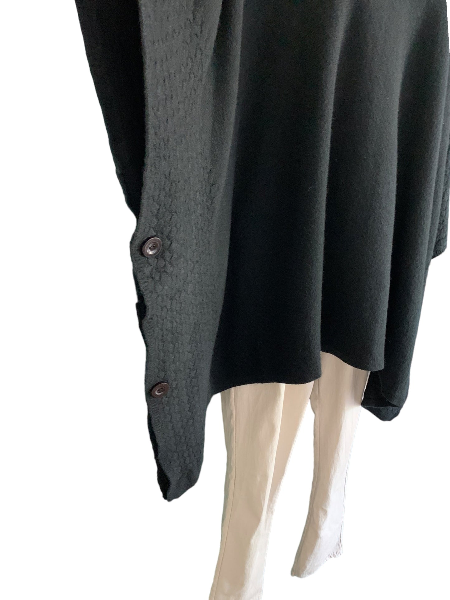 Turtle Neck Knitted Poncho with Side Buttons.