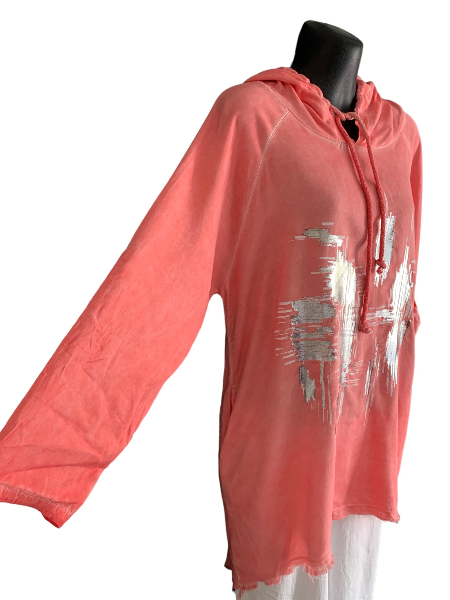 Italian Metallic Paint Hooded Top