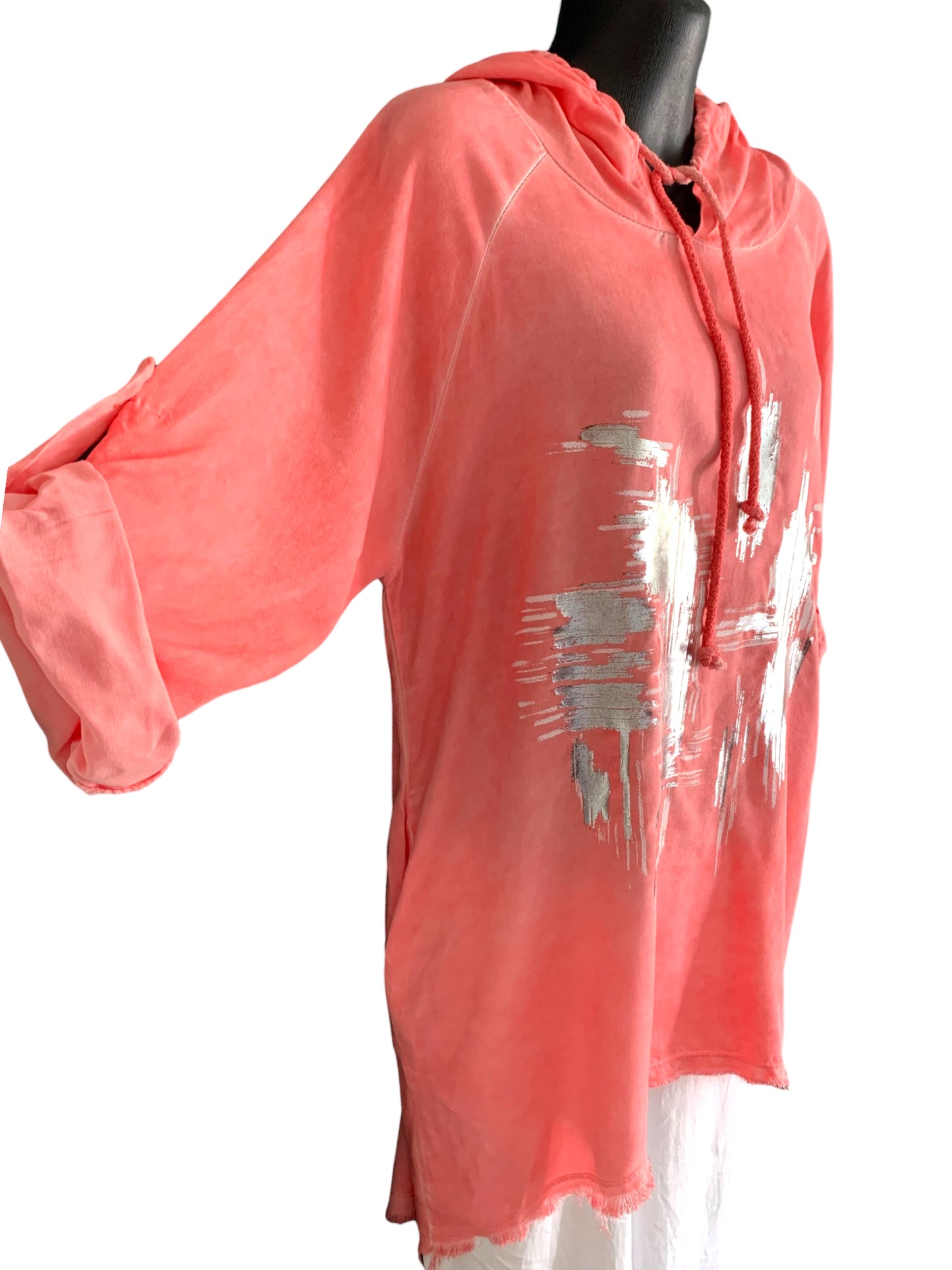 Italian Metallic Paint Hooded Top