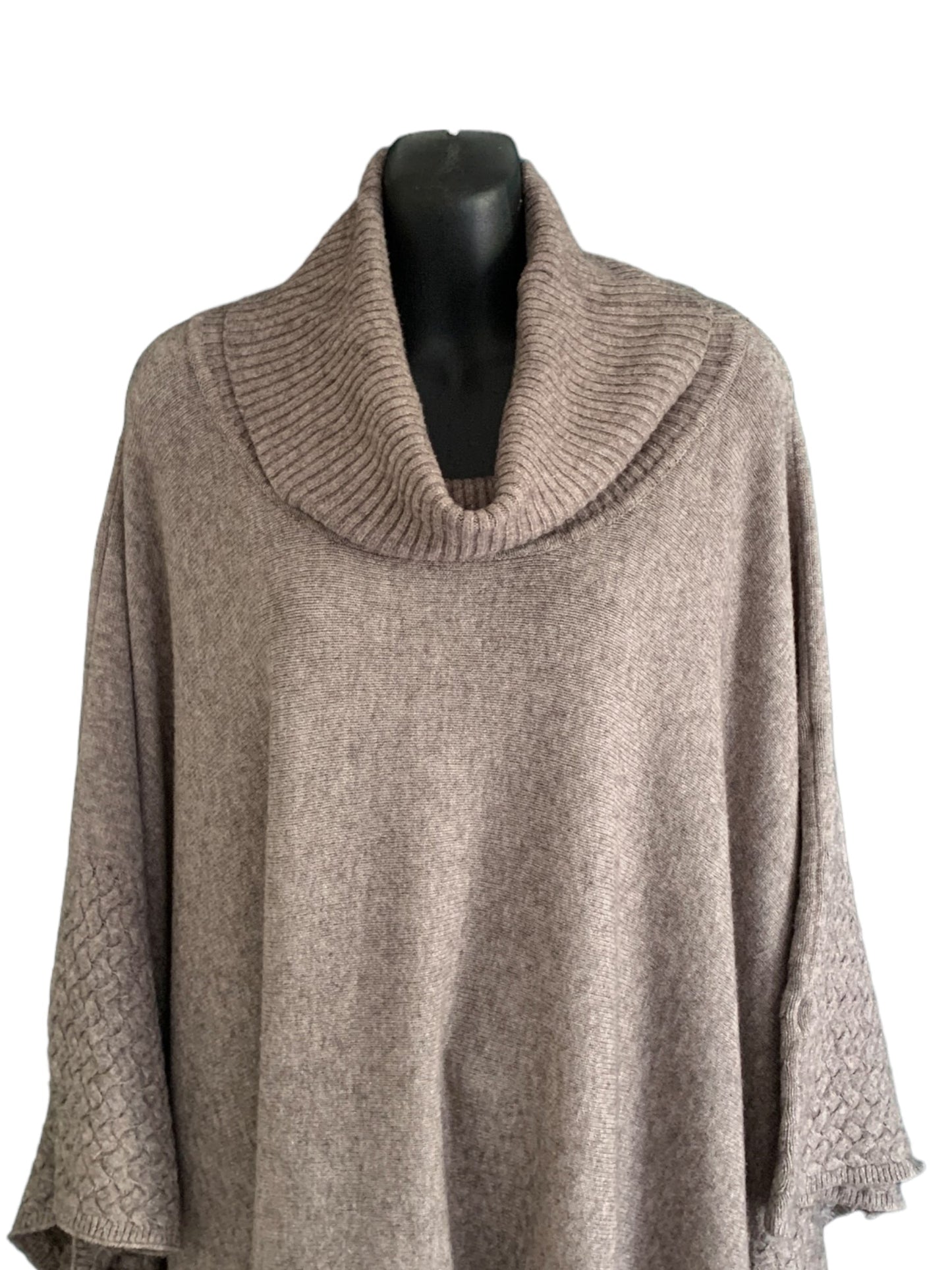 Turtle Neck Knitted Poncho with Side Buttons.